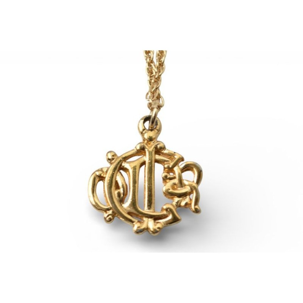 Dior Christian Necklace Christian Vintage Emblem Gold